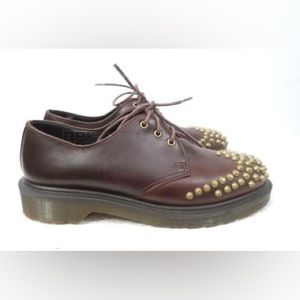 Dr. Martens Smooth Brown Leather Edison Copper Stud Oxfords